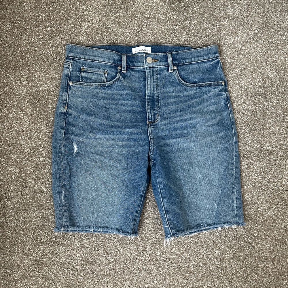 Loft High Waisted Bermuda Jean Shorts